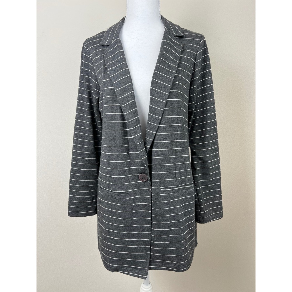 Dolan Anthropologie Left Coast Striped Academia Blazer Jacket Gray Whiteā M
